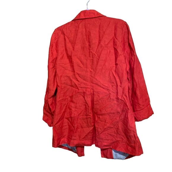 Coldwater Creek Womens Size 12 Orange Linen Lagenlook Open Blazer Jacket Ladies - Picture 3 of 5